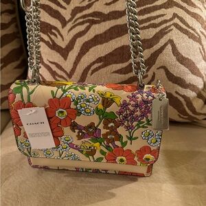 Coach Leather Floral Print Purse with tags
